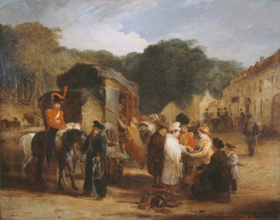 The Village of Waterloo, with Travellers Purchasing the Relics that were Found in the Field of Battle, 1815, c.1821 by George Jones